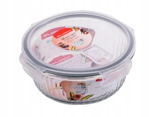 POJEMNIK NA ŻYWNOŚĆ SZKLANY NA LUNCH DO PRACY SZKOŁY MARIET FLORINA 960 ML