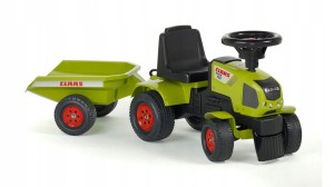 Traktorek Jeździk Baby Claas Axos 310 FALK Zielony z Przyczepką od 1 roku