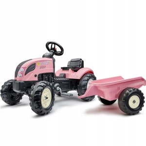 Traktor z Przyczepką Na Pedały Różowy FALK + Przyczepka i Klakson od 2 Lat
