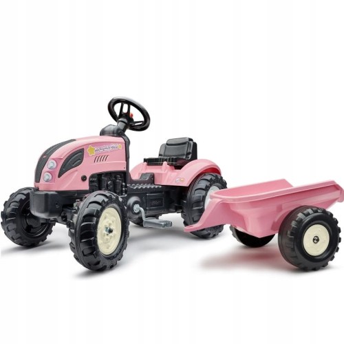 Traktor z Przyczepką Na Pedały Różowy FALK + Przyczepka i Klakson od 2 Lat