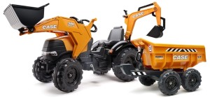 Traktor na pedały Falk Case Pomarańczowy z Przyczepką Ruchoma Łyżka Duży