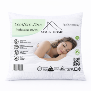 Poduszka 40x40 cm Gładka Puszysta Antyalergiczna Biała Mack Comfort Line